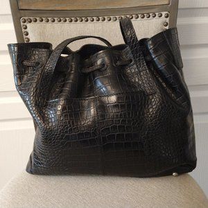 Large Leather Black Bag - Patricia Nash